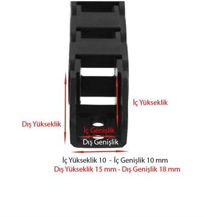 Cnc-3D Yazıcı Drag Zincir Kablo Taşıyıcı 1 Metre(10x10)