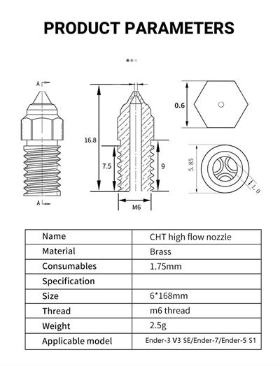 Creality Ender 3 V3 SE-Ender 7-Ender 5 S1 Sertleştirilmiş CHT Çelik Nozzle(0.2mm)