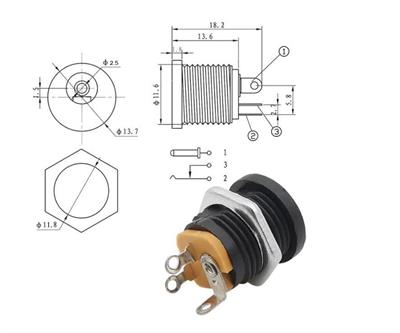DC Jak 2.5mm Somunlu (Dişi Adaptör)
