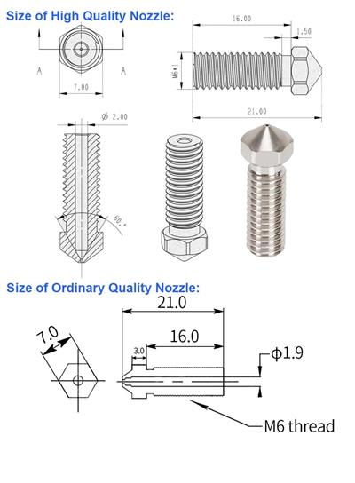 E3D Volcano Çelik Nozzle-X1-X2-Genius-Genius Pro-0.4mm