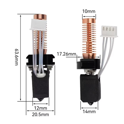 Flashforge 5M-5M Pro Yükseltilmiş Hotend Dairesel Bakır Gövde-Sertleştirilmiş Nozzle-0.4mm