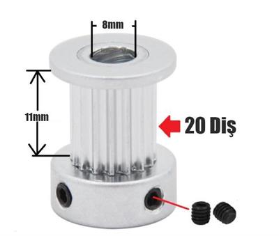 GT2 20 Diş Kasnak 10mm Kayış İçin(8mm)