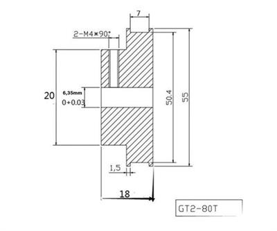 Gt2 6mm 80 Diş Kasnak (İç Çap 6,35 mm)