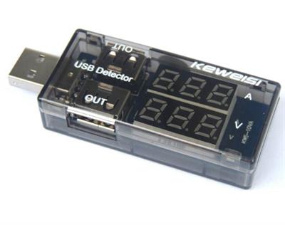 Keweısı Usb Akım Ve Voltaj Ölçer Çift Usb Çıkışlı(3-9V 0-3Amper)