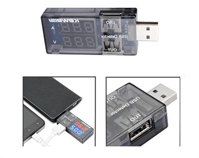 Keweısı Usb Akım Ve Voltaj Ölçer Çift Usb Çıkışlı(3-9V 0-3Amper)