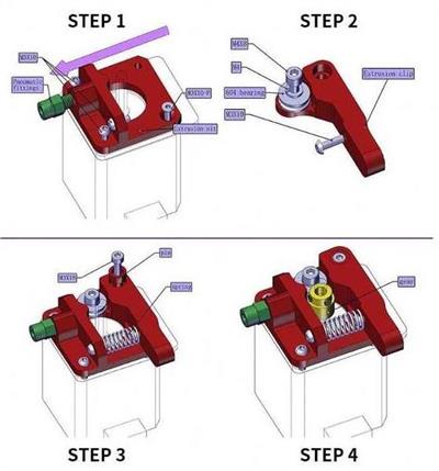 MK8 Alüminyum Kırmızı Extruder 1.75mm(Sol)