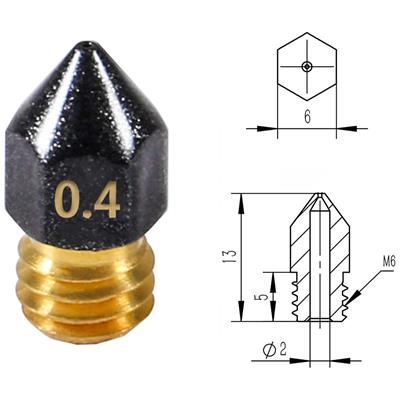 Mk8 Teflon Kaplı Pirinç Nozzle Creality Ender 3 Pro-V2-Cr10 Uyumlu(0.4mm)