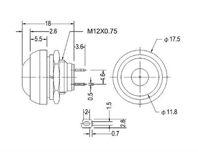 PBS33B 12mm Yuvarlak Push Buton Kırmızı IC-184