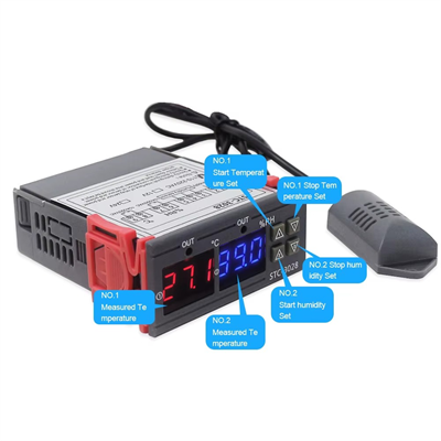 STC-3028 220V AC Çift Ekranlı Sıcaklık ve Nem Ölçer Problu Dijital Termostat