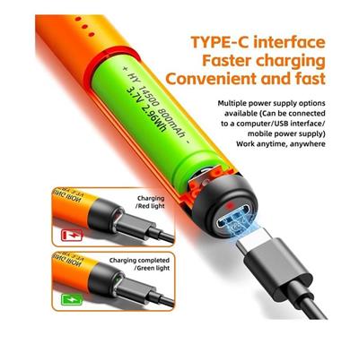 Şarjlı Kalem Havya Seti USB Type-C 5V/8W Kutulu-Turuncu