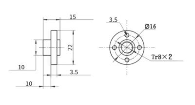 T8 2 Hatve Trapez Somun(Pirinç)