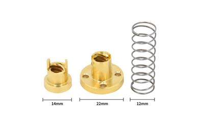 T8 Yaylı Pirinç Trapez Somunu(2 Hatve)