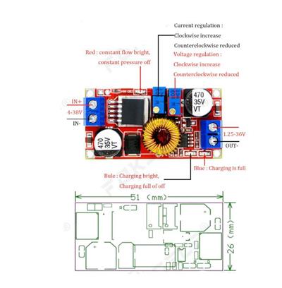 XL4015 Akım Voltaj Ayarlı DC-DC Step Down 5A Lipo Şarj Modülü(Kırmızı PCB)