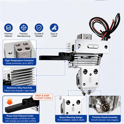Anycubic Kobra X Uyumlu Hotend ve Kesici Gövde Full Takım-Ace Gen2
