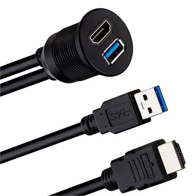 2 Bağlantılı Gömme Panel Montajlı USB 3.0+HDMI Uzatma Kablosu-2 Metre