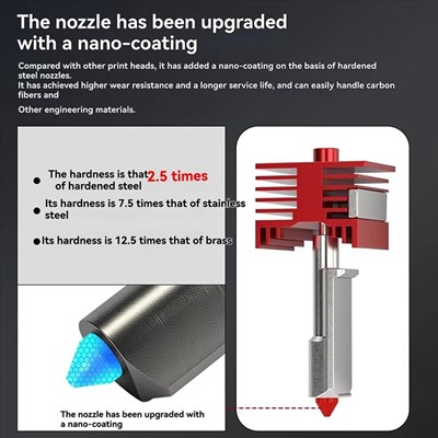 Bambu Lab H2S-H2D-H2C-P2S-A1-A1 Mini Yüksek Akışlı Sertleştirilmiş Çelik Hotend Kiti-Kırmızı-0.8mm