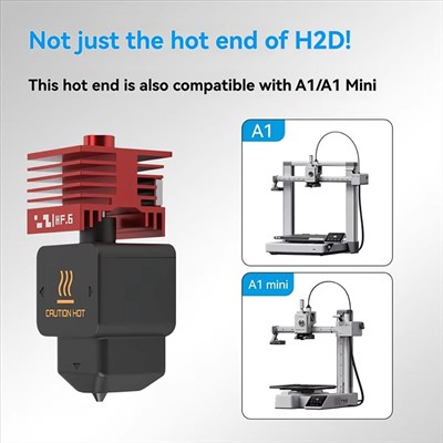 Bambu Lab H2S-H2D-H2C-P2S-A1-A1 Mini Yüksek Akışlı Sertleştirilmiş Çelik Hotend Kiti-Kırmızı-0.6mm