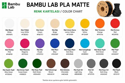 Bambu Lab PLA Matte Buz Mavi 1.75mm 1kg Filament
