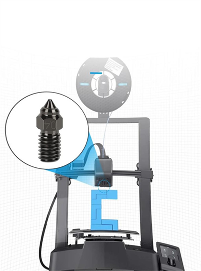 Creality Ender 3 V3 SE-Ender 7-Ender 5 S1 Sertleştirilmiş Çelik Nozzle(1.0mm)