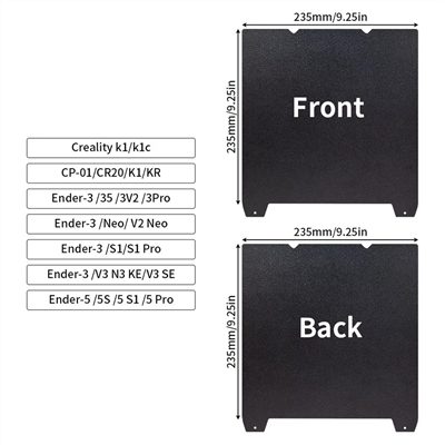 Creality K1-Ender3-S1 Ender5-S1 Çift Taraflı Epoxy Kaplı Yay Çeliği Tabla-235x235mm