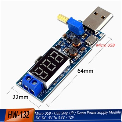DC-DC USB Yükseltici-Düşürücü Güç Regülatör Modülü 3.3V 5V-9V 12V 24V Masaüstü Güç Modülü