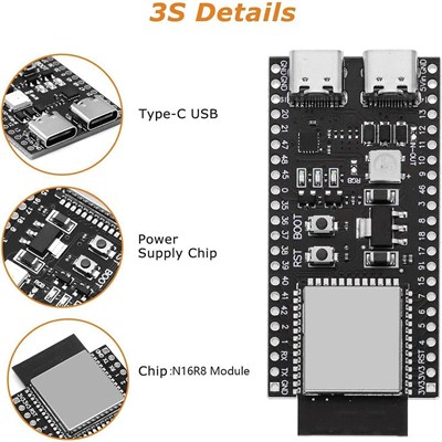ESP32 S3 N8R2 Wifi ve Bluetooth Geliştirme Kartı