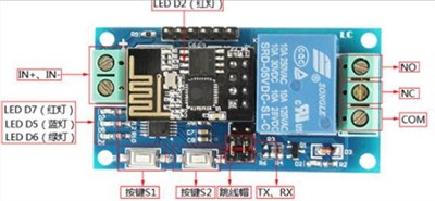 ESP8266 ESP-01S 5V 1Kanal Wifi Röle Modülü-ESP8266 Dahil