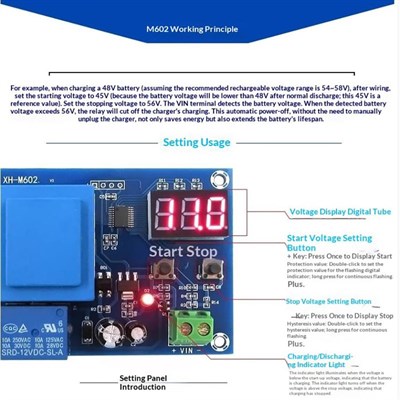 XH-M602 Lityum Pil-Akü Şarj Kontrol Devresi-3.7V-120V(AC220V Girişli)