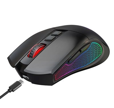 Claw's Crossfire Air Pro Kablosuz 24.000 Dpi Pixart PMW3325 Sensör Makro Yazılımlı Chromatic RGB Kablosuz Gaming Mouse - Siyah (2.4 GHz Kablosuz + BT5.1 + Type-C ile Kullanım Desteği)