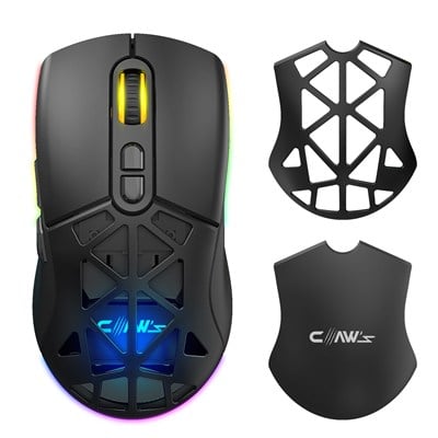 Claw's Nexus Air Pro Kablosuz 24.000 Dpi Pixart PMW3311 Sensör Makro Yazılımlı & Değiştirilebilir Kapaklı RGB Kablosuz Gaming Mouse - Siyah (2.4 GHz Kablosuz + BT5.1 + Type-C ile Kullanım Desteği)