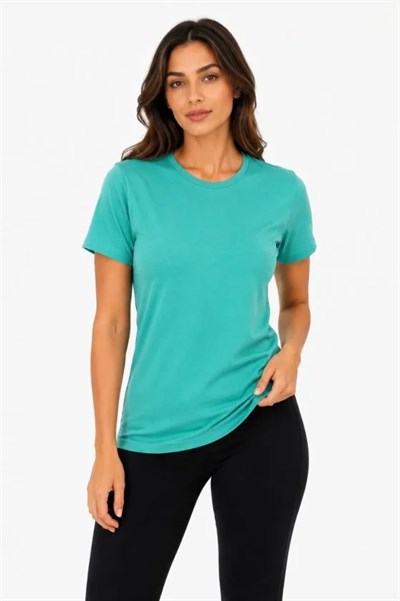 Basic Tişört Bisiklet Yaka Kısa Kol Günlük Yazlık Slim Fit T-Shirt - Su Yeşili