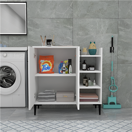 Erguliya 2 Kapaklı 6 Raflı Çok Amaçlı Banyo Dolabı