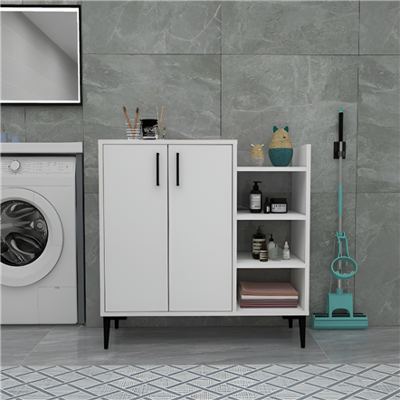 Erguliya 2 Kapaklı 6 Raflı Çok Amaçlı Banyo Dolabı