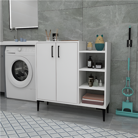 Erguliya 2 Kapaklı 6 Raflı Çok Amaçlı Banyo Dolabı