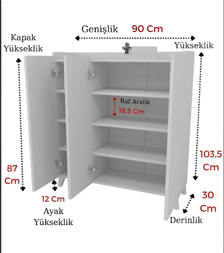 Erguliya 3 Kapaklı Çok Amaçlı Mutfak Dolabı