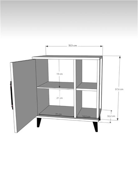 Erguliya 4 Raflı Kapaklı Modern Komodin