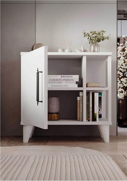 Erguliya 4 Raflı Kapaklı Modern Komodin