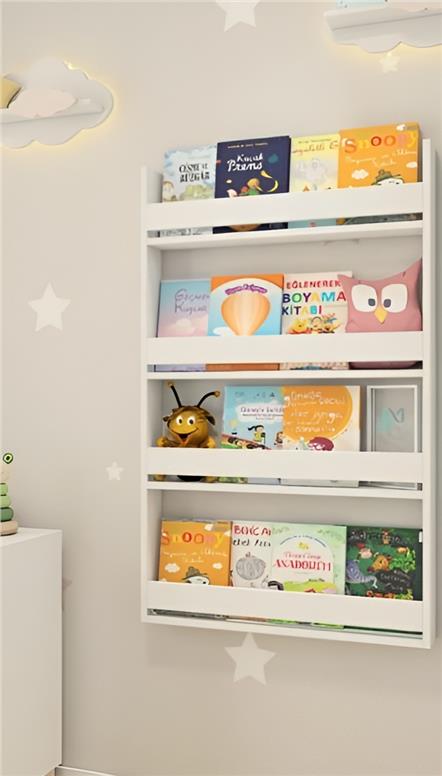 Erguliya Çocuk Odası Eğitici Kitaplık 4 Raflı Kitaplık