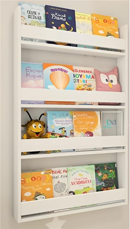 Erguliya Çocuk Odası Eğitici Kitaplık 4 Raflı Kitaplık