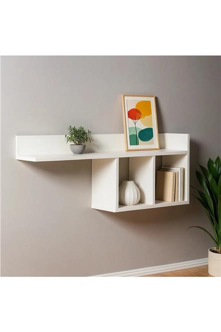 Erguliya Dekoratif Beyaz Minimalist Duvar Rafı