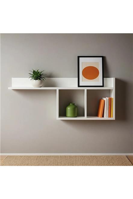 Erguliya Dekoratif Beyaz Minimalist Duvar Rafı