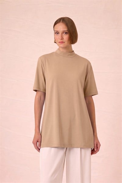 Kısa Kollu Basic Bluz Nude