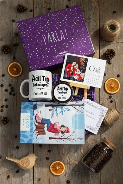 Acil Tıp Teknisyeni Hediye Kutusu - Kişiye Özel Kupa Standart, Bitki Çayı, Takvim, Mum