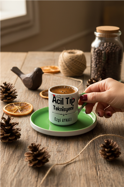 Acil Tıp Teknisyeni Kişiye Özel Türk Kahvesi Fincanı
