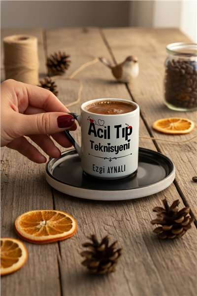 Acil Tıp Teknisyeni Kişiye Özel Türk Kahvesi Fincanı