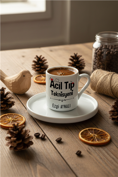 Acil Tıp Teknisyeni Kişiye Özel Türk Kahvesi Fincanı