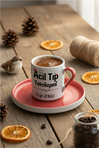 Acil Tıp Teknisyeni Kişiye Özel Türk Kahvesi Fincanı
