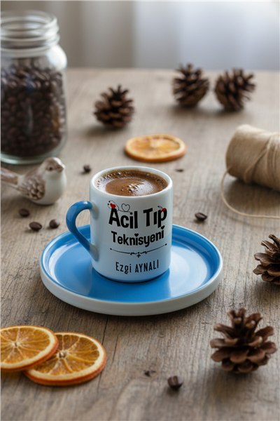 Acil Tıp Teknisyeni Kişiye Özel Türk Kahvesi Fincanı