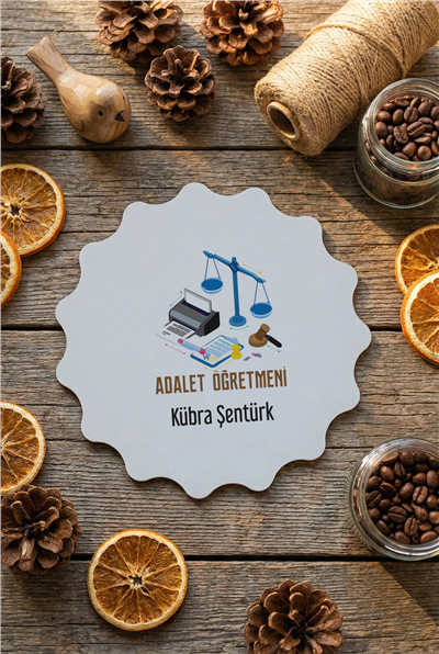 Adalet Öğretmeni Kişiye Özel Bardak Altlığı
