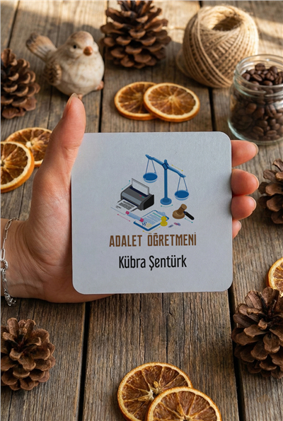 Adalet Öğretmeni Kişiye Özel Bardak Altlığı